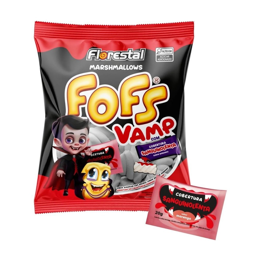 Marshmallow Vampiro Halloween Florestal 200g Cobertura Sanguinolenta Temático
