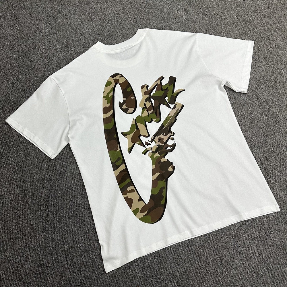 Street Wear Camuflagem Camuflagem Impressão do logotipo Summer Street Youth Loose