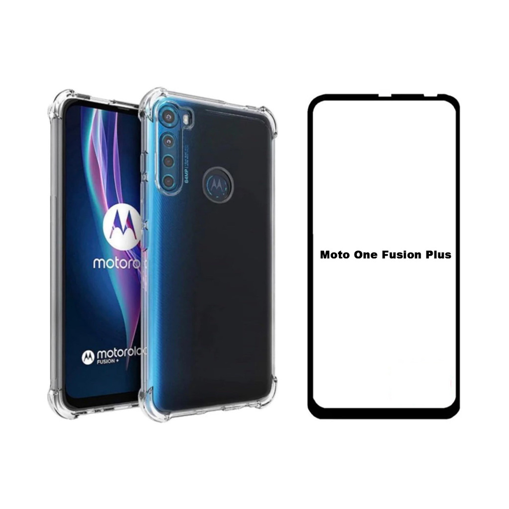 Capa Case Capinha Anti Impacto Para Moto One Fusion Plus + Película 3D Vidro Temperado em Oferta na Shopee