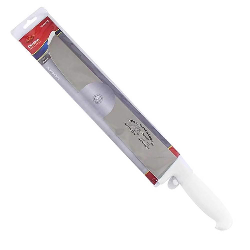 Faca para Carne 12 POL Reta Larga 30 cm Cabo Branco Tradicional em Oferta na Shopee