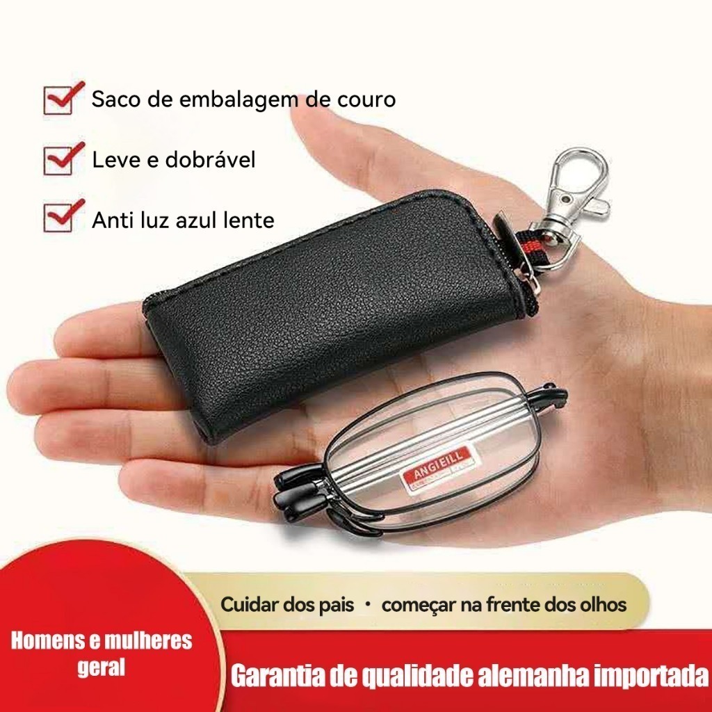 Chaveiro dobrável com armação de óculos anti-reflexo e leitura anti-fadiga e anti-radiação em Oferta na Shopee