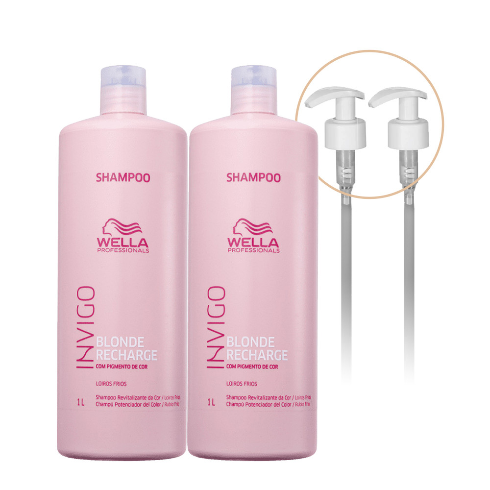 Kit Wella Professionals Invigo Blonde Recharge Shampoo Extra 1L e Válvula (4 produtos) em Oferta na Shopee