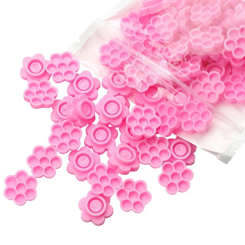 Kit 100/400 Batoques Flor Rosa Para Anel Suporte Para Cola Extensao De Cilios