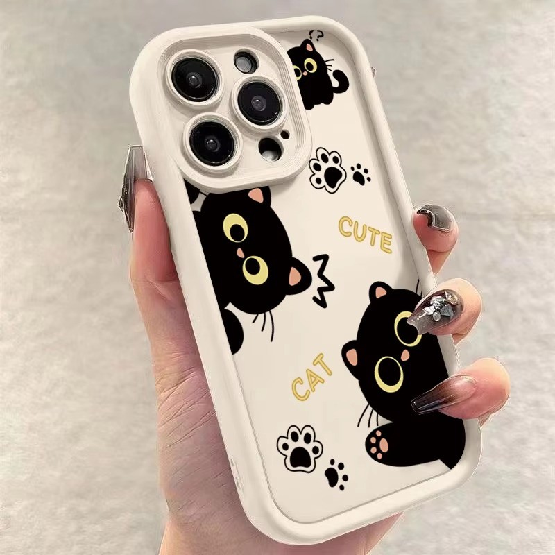 Adorável Gato Preto Silicone Caso De Telefone Para Xiaomi Mi 14T 13T 14 13 Pro 11 12 13 Lite POCO X6 F6 X5 F5 M6 C65 Cap em Oferta na Shopee
