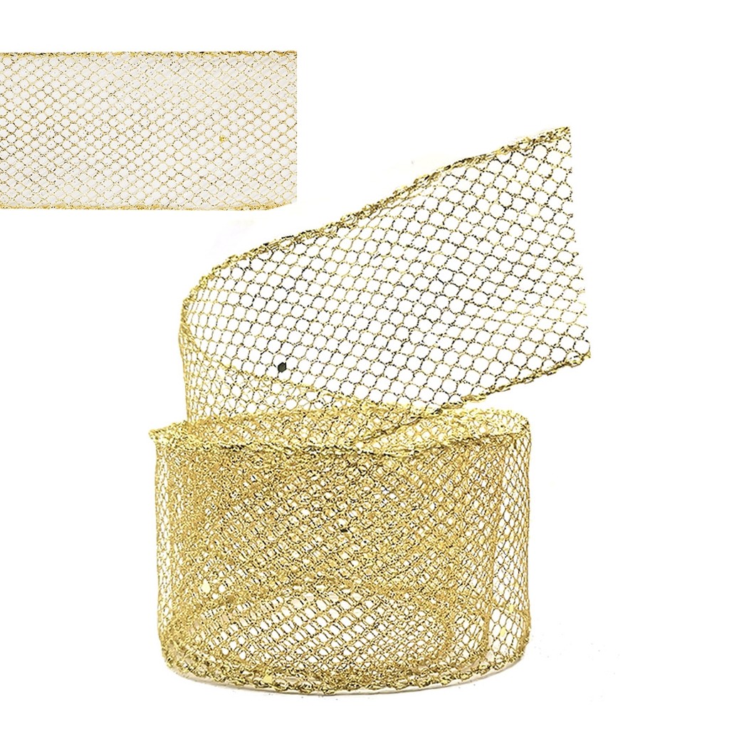 Fita Aramada Com Glitter 63Mm X 10M Dourado Poliéster Alta Qualidade Ótimo Custo-Benefício