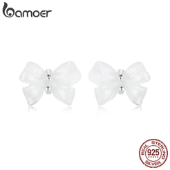 Bamoer 925 Sterling Sliver Stud Brincos Arco Joias Presentes Para Mulheres