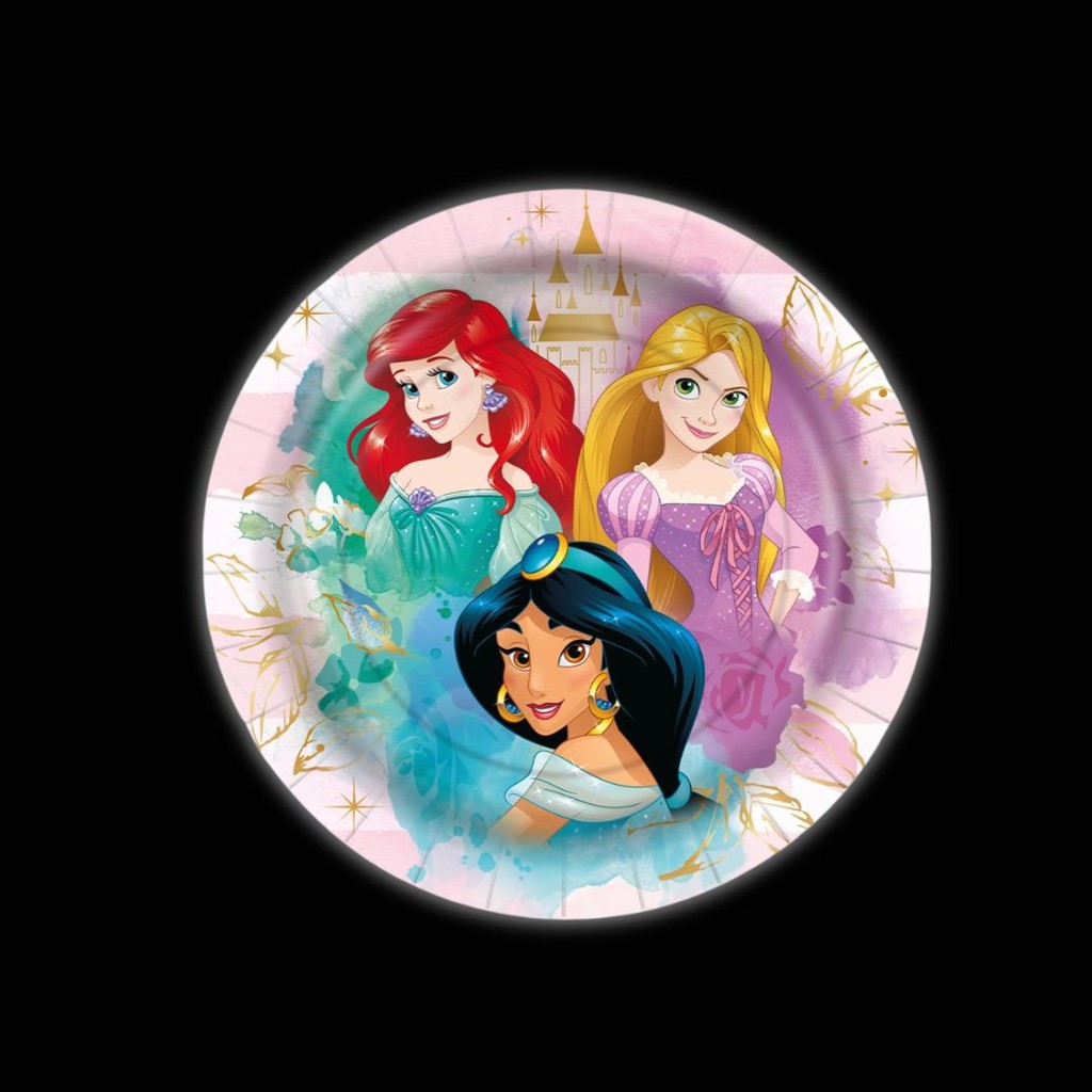 Detalhes do Kit Festa  PRINCESAS DISNEY  8 Pratos + 8 Copos Descartável 180 Ml Papel - REGINA