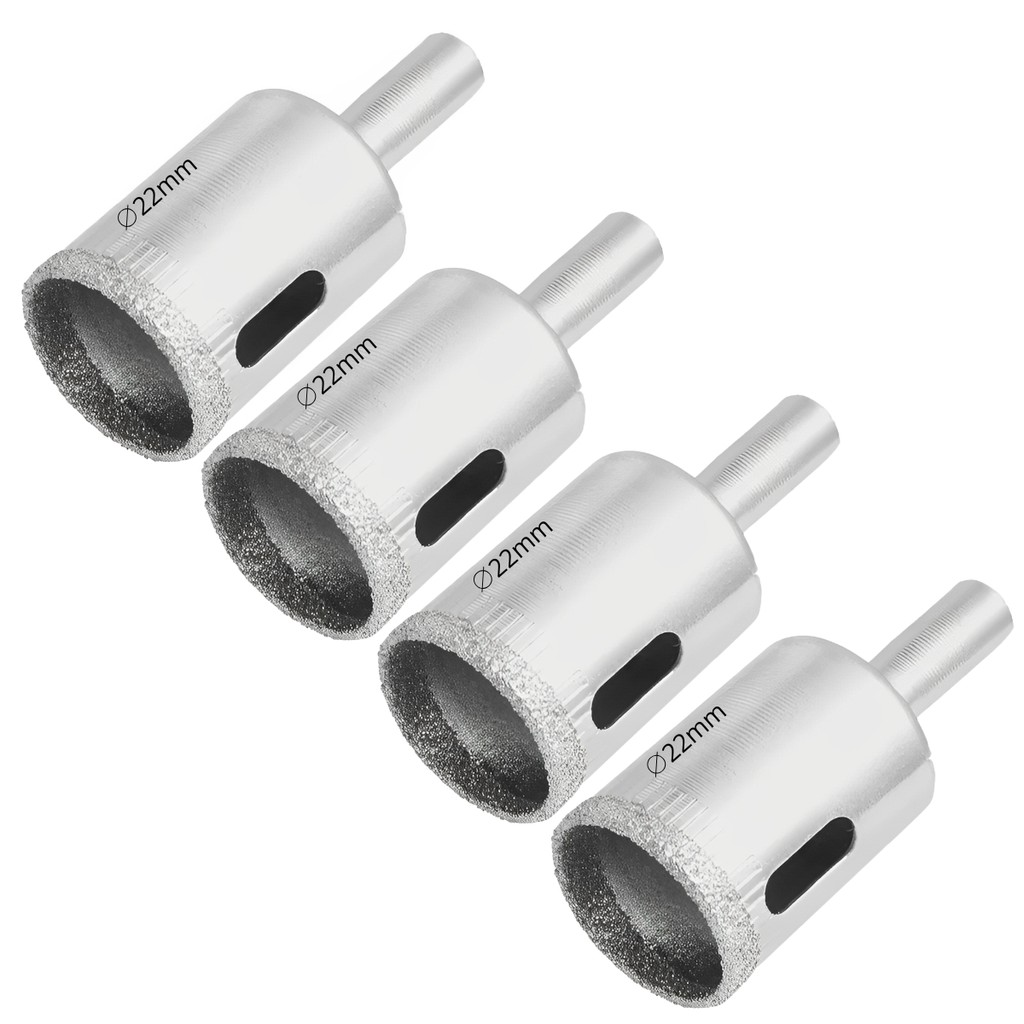 Kit 4 Serras Copo Diamantada Refrigerada 22mm Porcelanato Vidro Mármore Broca Copo Saída de Água Máquina Obra