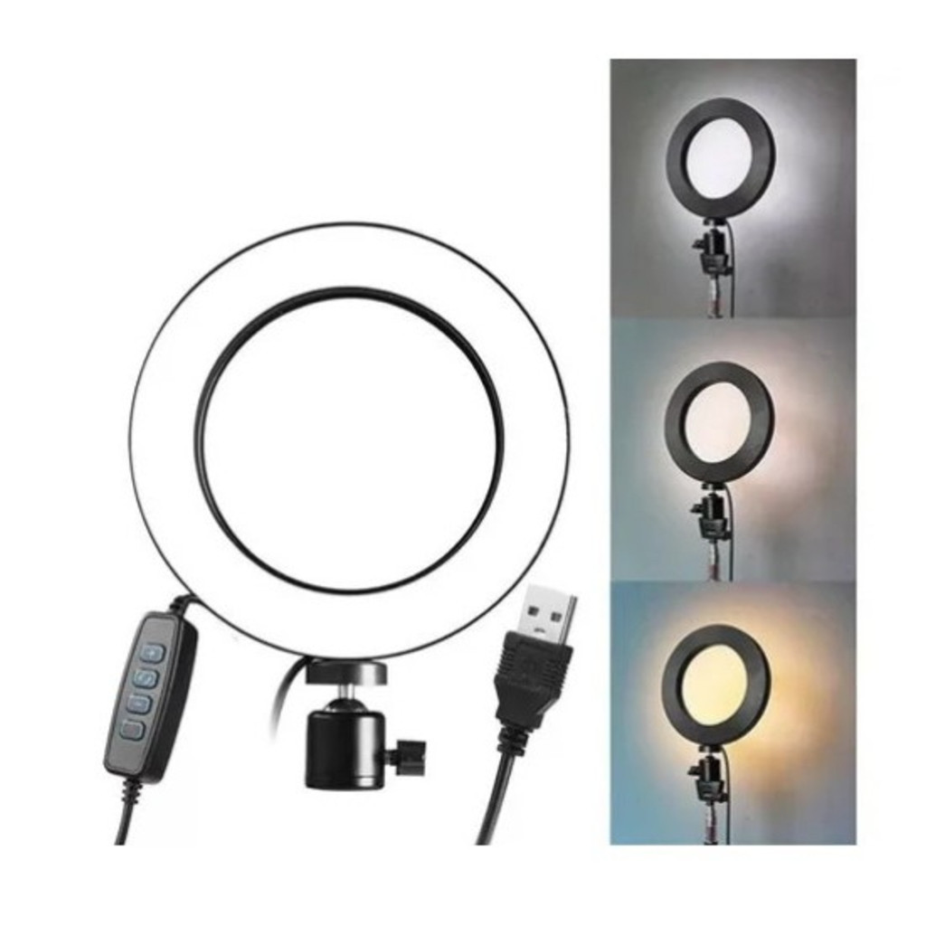 Ring Light Led Mesa Iluminador Pequena Tripé 6 Polegada 16cm Iluminação Designer