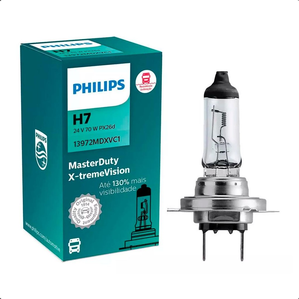 Lâmpada Farol H7 Philips Master Duty X-Treme Vision 24V em Oferta na Shopee