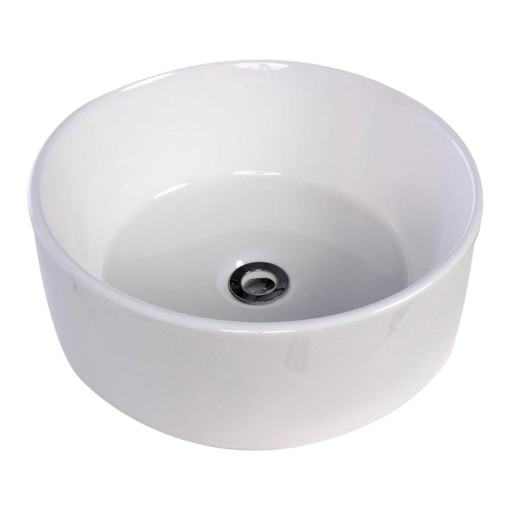 Cuba De Cerâmica Redonda Branca Para Banheiro 46x46x15 Cm Domum