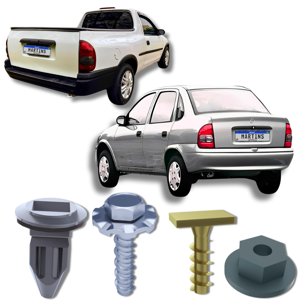 Kit de 28 Grampos Buchas e Parfusos do Parachoque Traseiro do Corsa Pick UP ! e Corsa Sedan