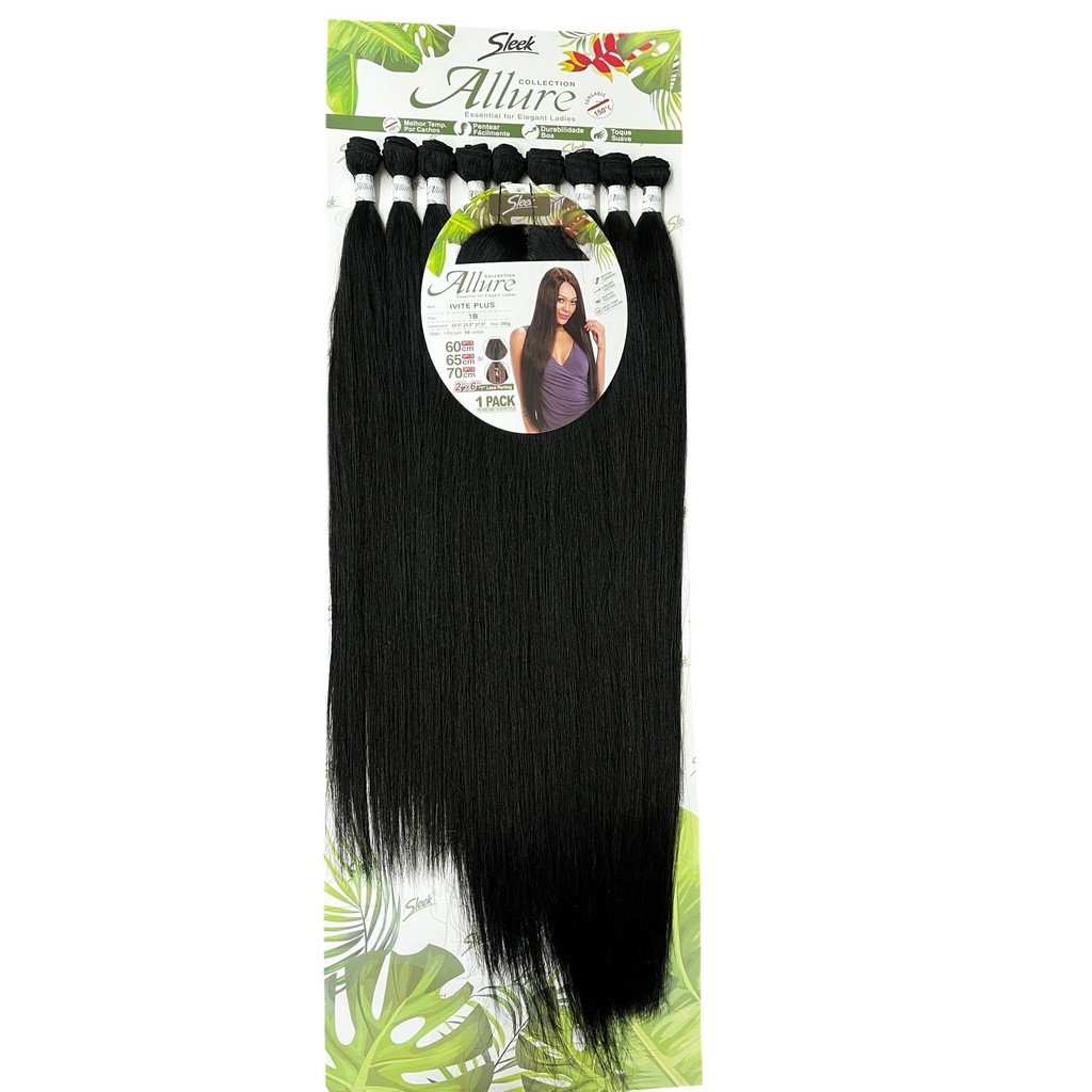 Cabelo Liso BioFibra Ivite plus Com Top Clousure cor 1 PRETO