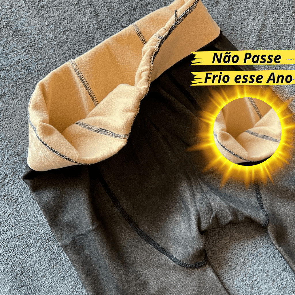 Meia-Calça Térmica Feminina Forrada com Lã | Translúcida Efeito Pele Inverno | Cintura Alta Slim Quente