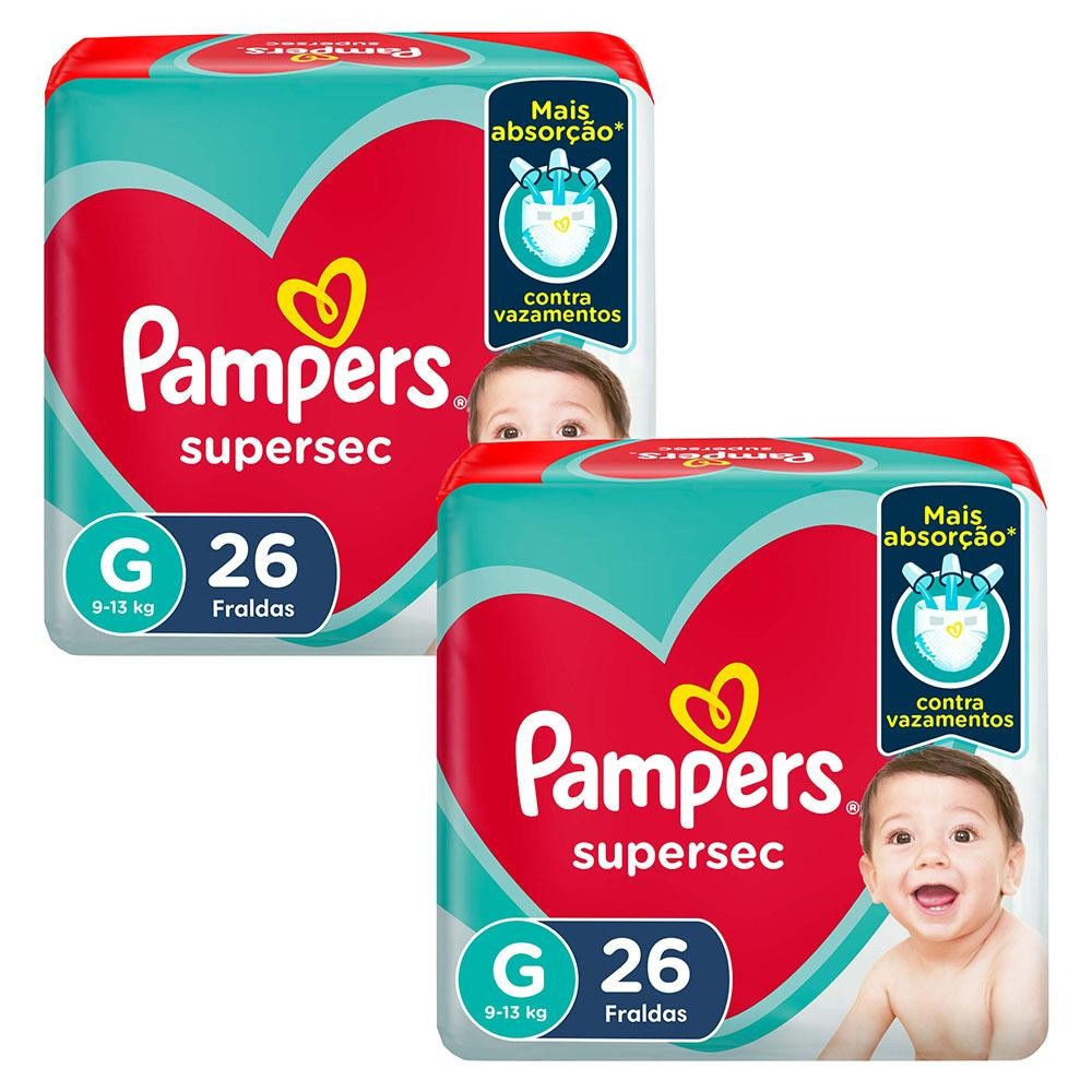 Kit 2 Fraldas Pampers Supersec G 26 Unidades - Mom & Baby