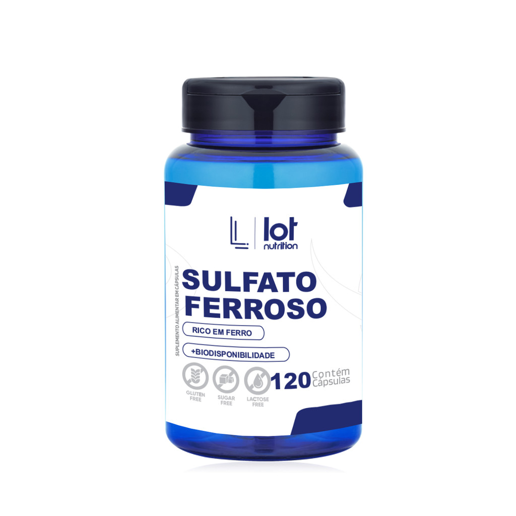 Sulfato Ferroso 30mg 120 Cápsulas Ferro Essencial Combate Anemia Energia Saúde Lot Nutrition