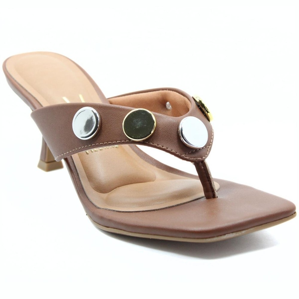 Tamanco Vizzano Salto Baixo Detalhes Feminino - Marrom em Oferta na Shopee