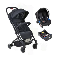 Trio Carrinho Zap Black Com Bebê Conforto E Base Touring X