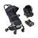 Trio Carrinho Zap Black Com Bebê Conforto E Base Touring X