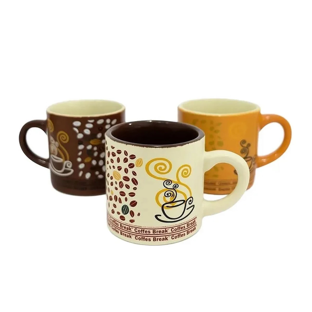 kit 3 Caneca de Cerâmica café 110ml chá cappuccino