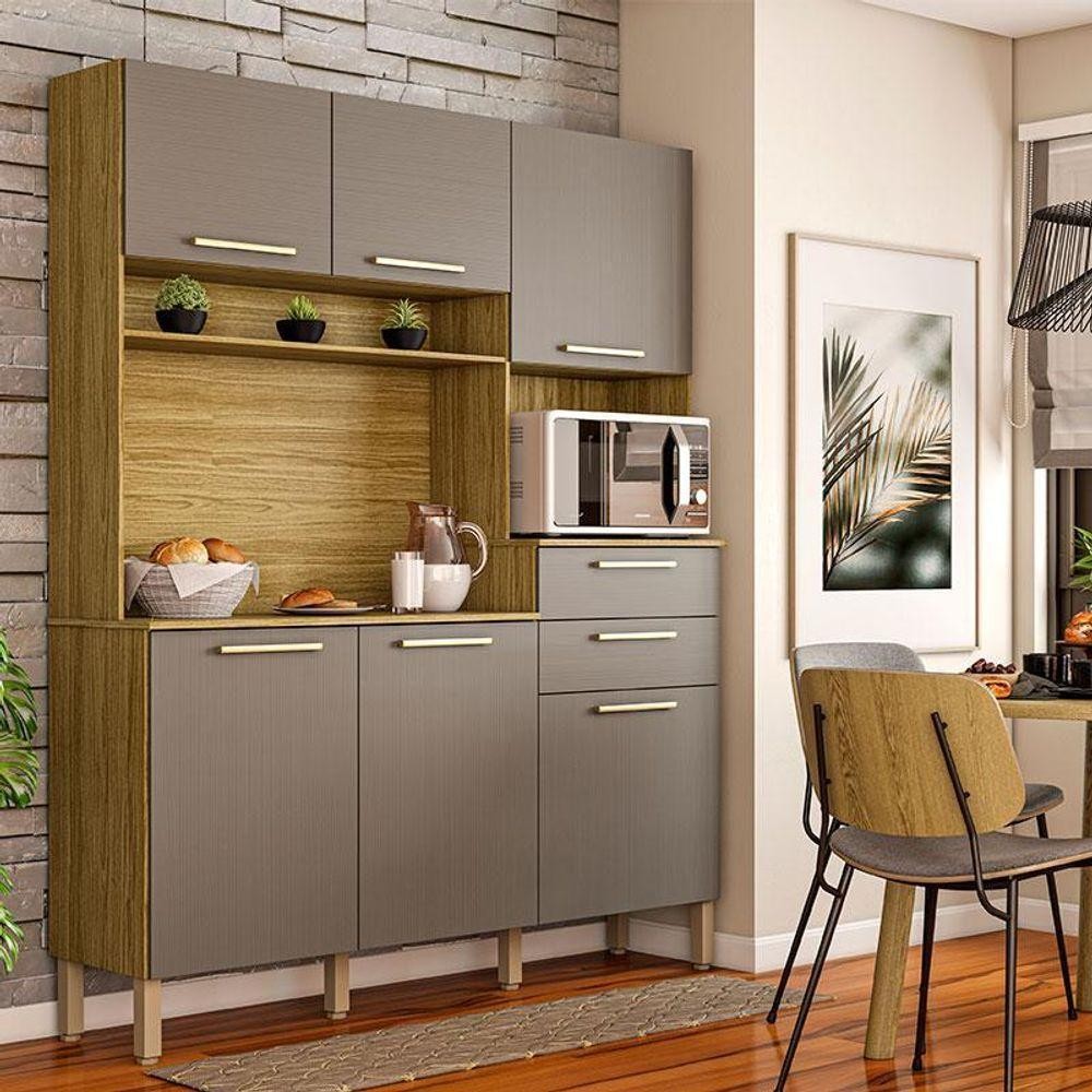 Cozinha Ambiente Montesa 6 Portas E 2 Gavetas Freijó Gris - Kits Paraná em Oferta na Shopee