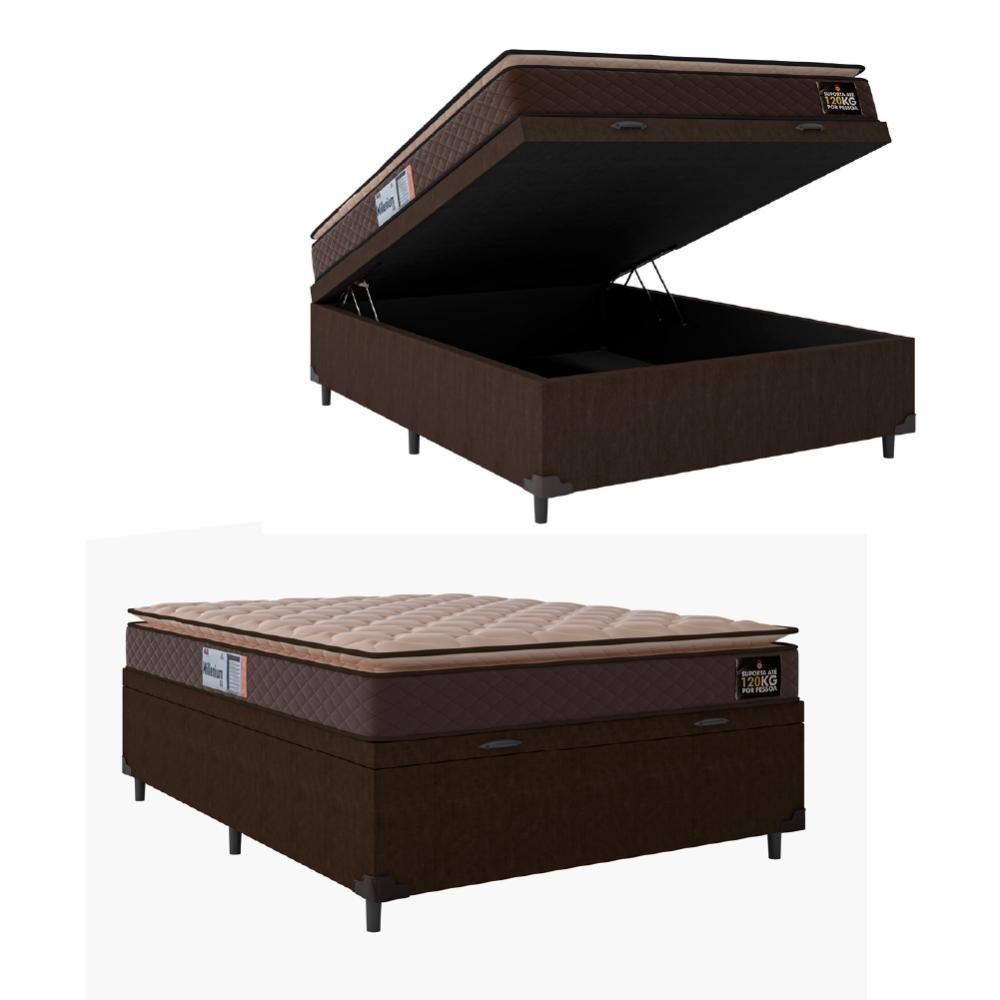 Cama Box Baú Casal Colchão Espuma D33 Pillow Millenium em Oferta na Shopee