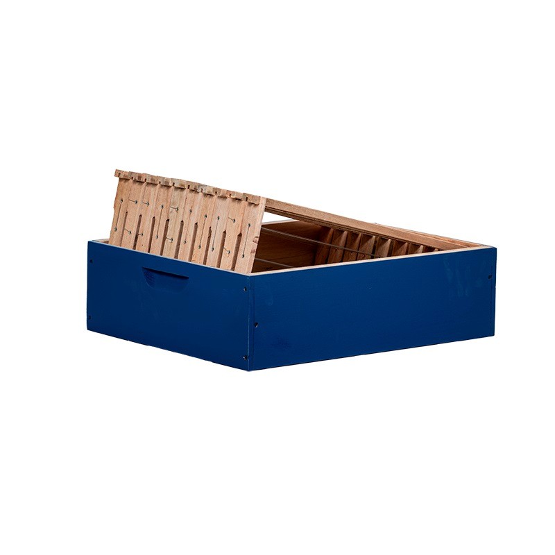 Melgueira Para Colméia/Caixa Para Abelhas Padrão Langstroth Em Eucalipto Com Quadros Com Arame Cor Azul