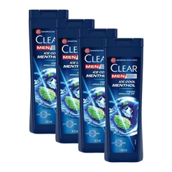 Kit 4 Shampoos Anticaspa Clear Men Ice Cool Menthol 400ml