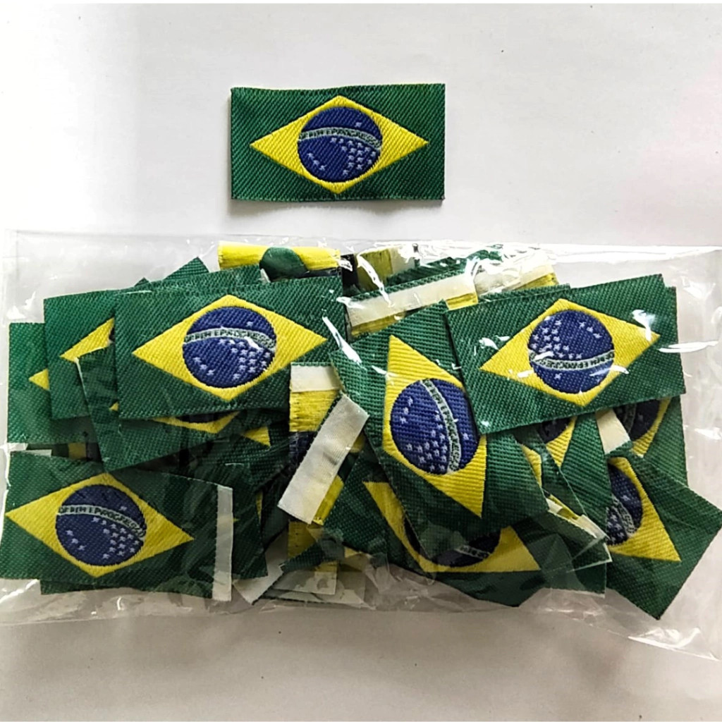 Etiqueta Bordada Bandeira do Brasil - 50 Unidades em Oferta na Shopee