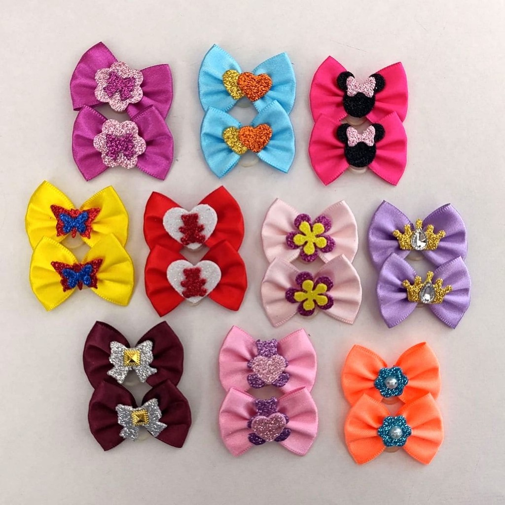 Laços Pet 20 Lacinhos para Cachorro Fêmea Enfeite de EVA 10 Pares Lisos Médio Rochanelli