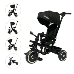Triciclo Infantil Com Empurrador 2 em1 Waygo Preto Maxi Toys
