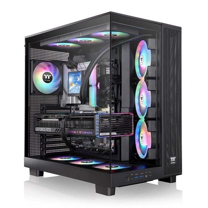 Gabinete Gamer Thermaltake View 380 XL TG, ARGB, Painel de Vidro, MID-Tower, 4x120mm, Black - CA-11E-00M1WN- 00 em Oferta na Shopee