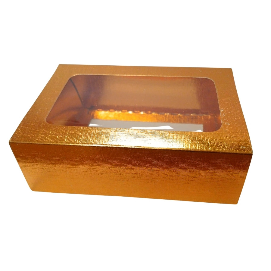 Caixa Gaveta com Visor Nº2 (8x12x4cm) Cobre Texturizado - 10 unidades - Assk - Rizzo