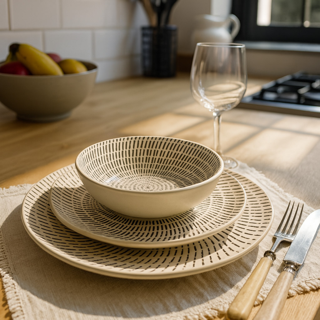 Aparelho de jantar Tourbillon em ceramica 18 pecas cor: Branco