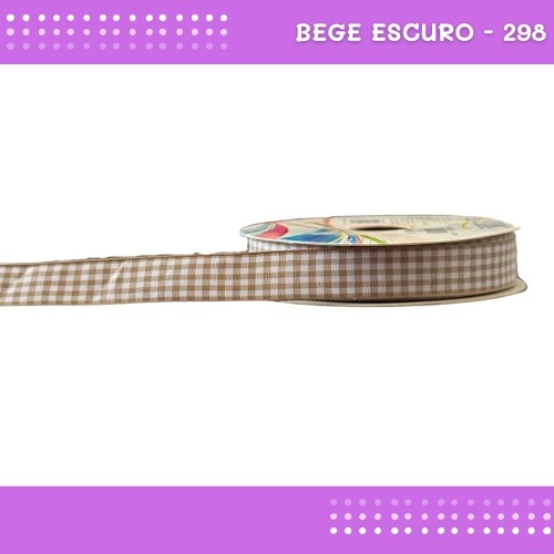 Fita Xadrez N°3 - 15mm - Rolo c/10 Mts Laços Junina Natalina COR:BEGE-ESCURO-298 em Oferta na Shopee