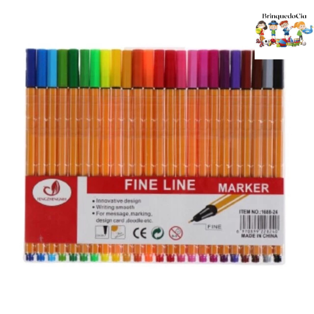 Kit de canetas com 12/24/36/48 cores Fine Line Ponta Fina 0.4 mm Fineline em Oferta na Shopee