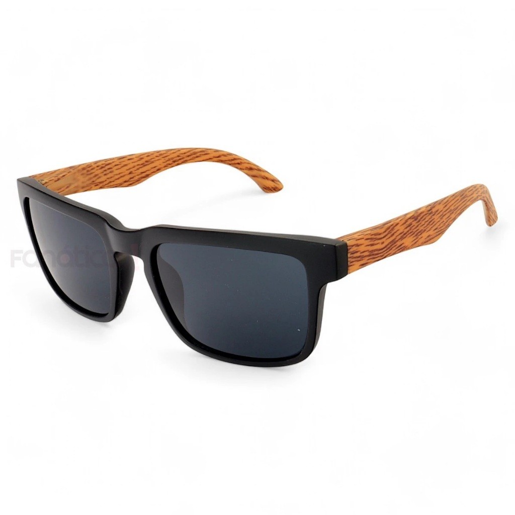 Óculos De Sol Bambu / Preto Retangular Casual Estilo Justin Prot. UV