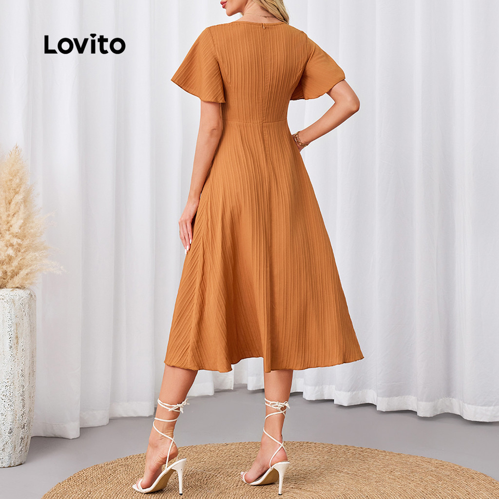 (Trendy) Lovito Vestido Casual liso com botões para mulheres LBL23323 - Women Clothes