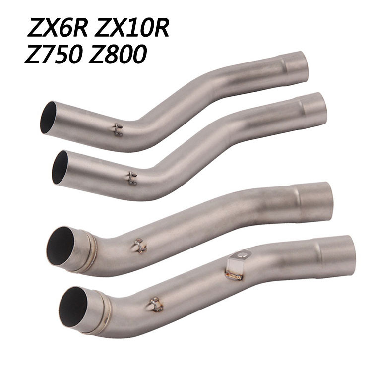 Aço Inoxidável Motocicleta Z750 Z800 ZX6R ZX10R Tubo De Ligação Intermediária De Escape Encaixe 51mm