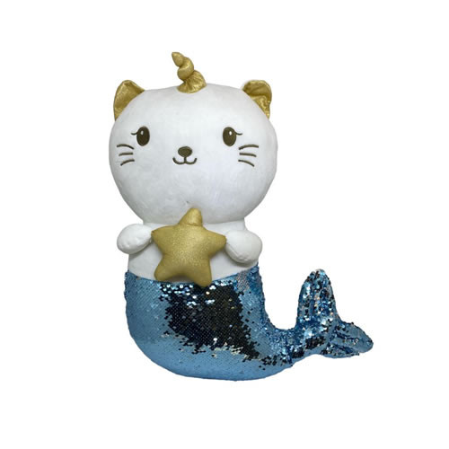 PELUCIA GATA SEREIA COR AZUL E BRANCO