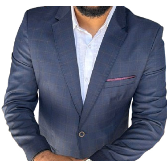 Terno Poliviscose Azul Quadriculado Soft