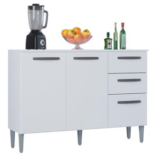 Balcão 507 3 Portas e 2 Gavetas com Tampo Branco - Poquema em Oferta na Shopee