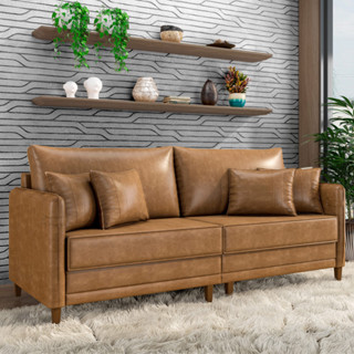 Sofá 2 Lugares Sala de Estar Living 172cm Asbury K01 Couríssimo Camel - Lyam Decor em Oferta na Shopee