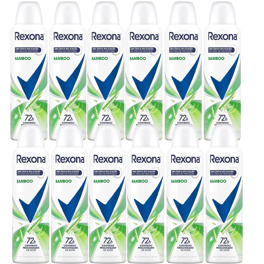 Kit Desodorante Aerosol Rexona Bamboo 150ml - 12 Unidades - Beauty