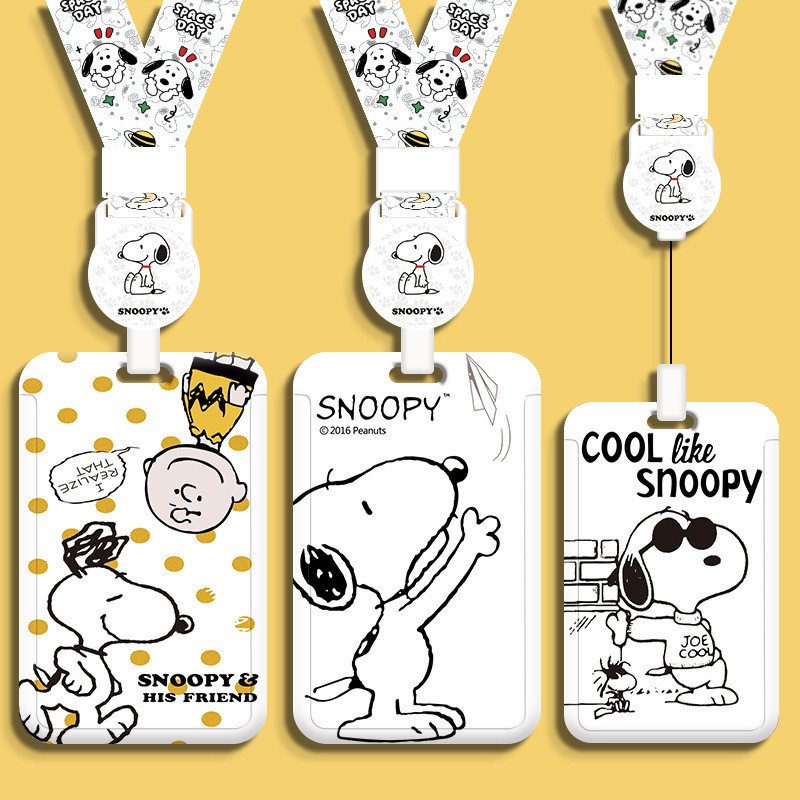 Porta-Cartão Snoopy Antifurto à Prova D'Água - 2 Slot Para Pix/Cartão Estudante com Cordão Retrátil em Oferta na Shopee