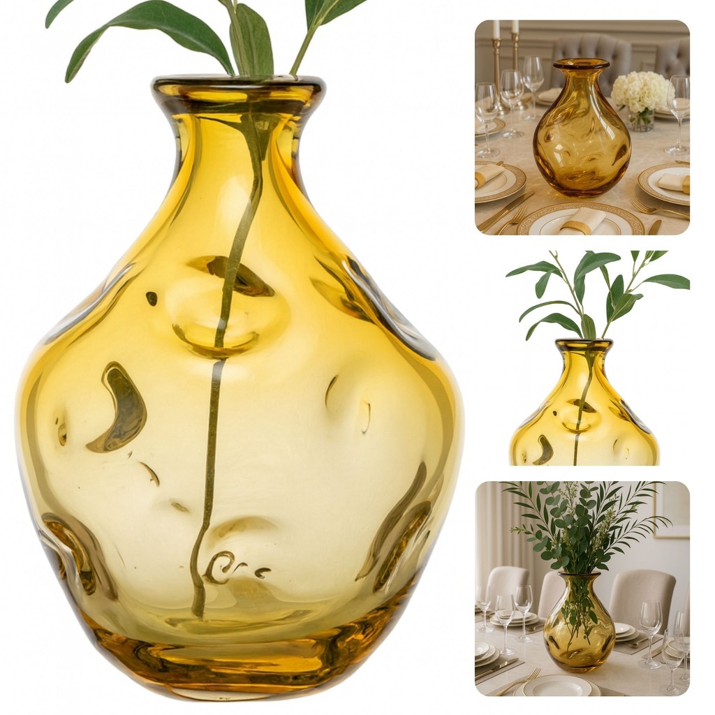 Vaso cristal murano ambar centro mesa grande columba ambar ORGANICO