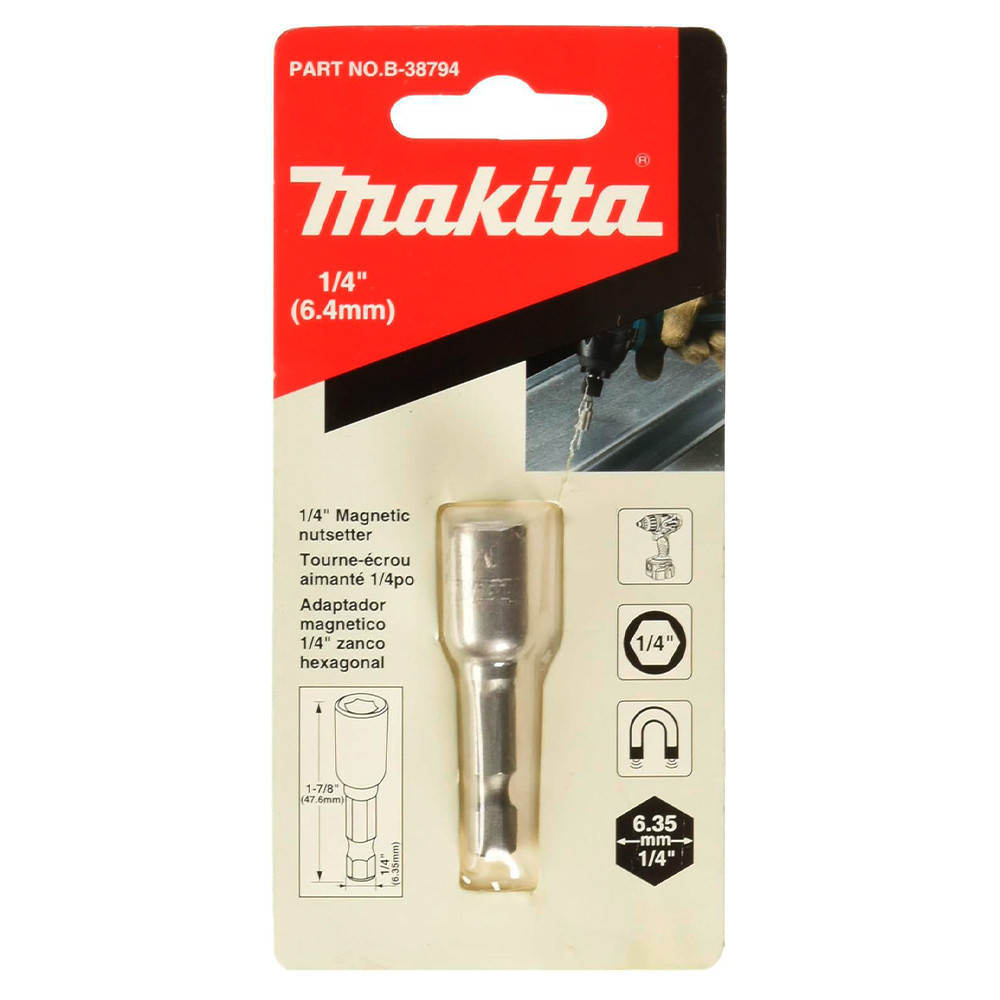 Bits Sextavado Canhão Longo Magnético 14" Encaixe 14" Makita B-38794 em Oferta na Shopee