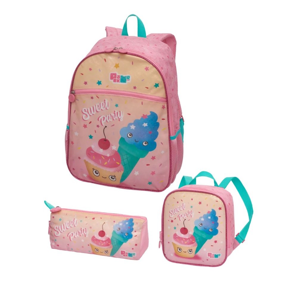 Kit Escolar Mochila Lancheira Estojo Pacific Pack Me Sweet