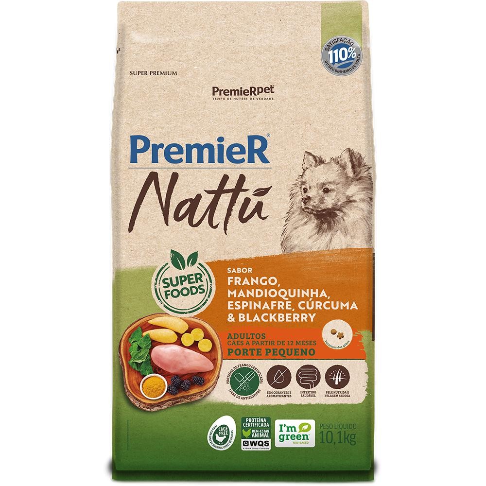 Ração Premier Cães Porte Pequeno Frango, Mandioquinha, Espinafre, Cúrcuma & Blackberry 10.1Kg em Oferta na Shopee