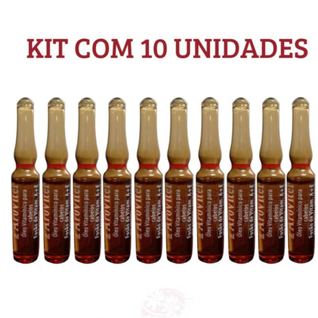Kit 10 Ampolas Vitamina Arovitel A+E 2ml – Tratamento Capilar para Crescimento e Fortalecimento em Oferta na Shopee